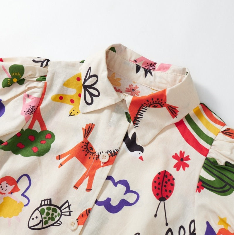 Graffiti Colourful Art Cotton Girls Dress – Fun Casual and Party Wear