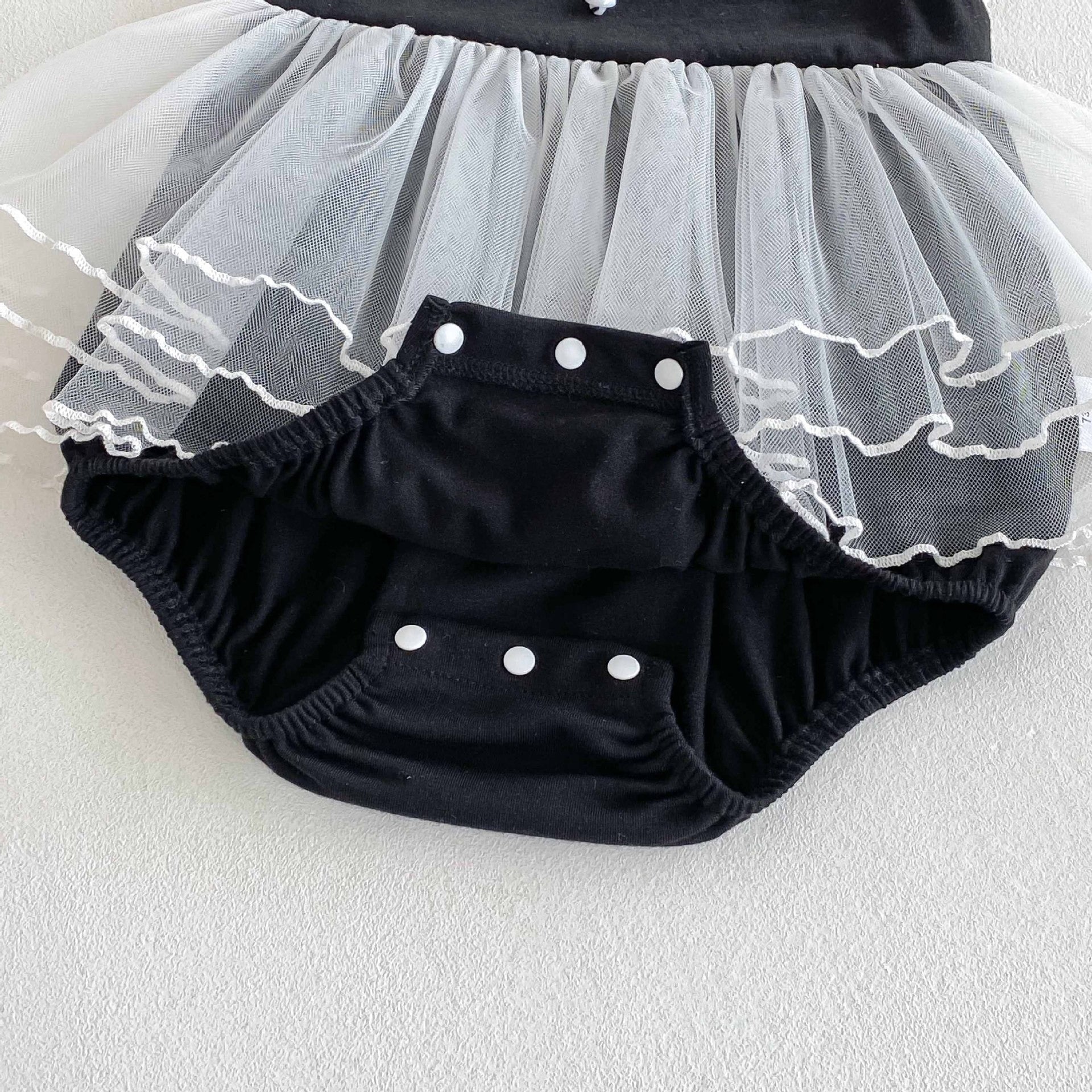 Alina Baby Girls Black Twirl Romper Dress – Soft Cotton Outfit
