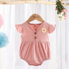 Flower Everyday Baby Girls Romper – Soft Cotton Comfy Outfit for Infants and Toddlers