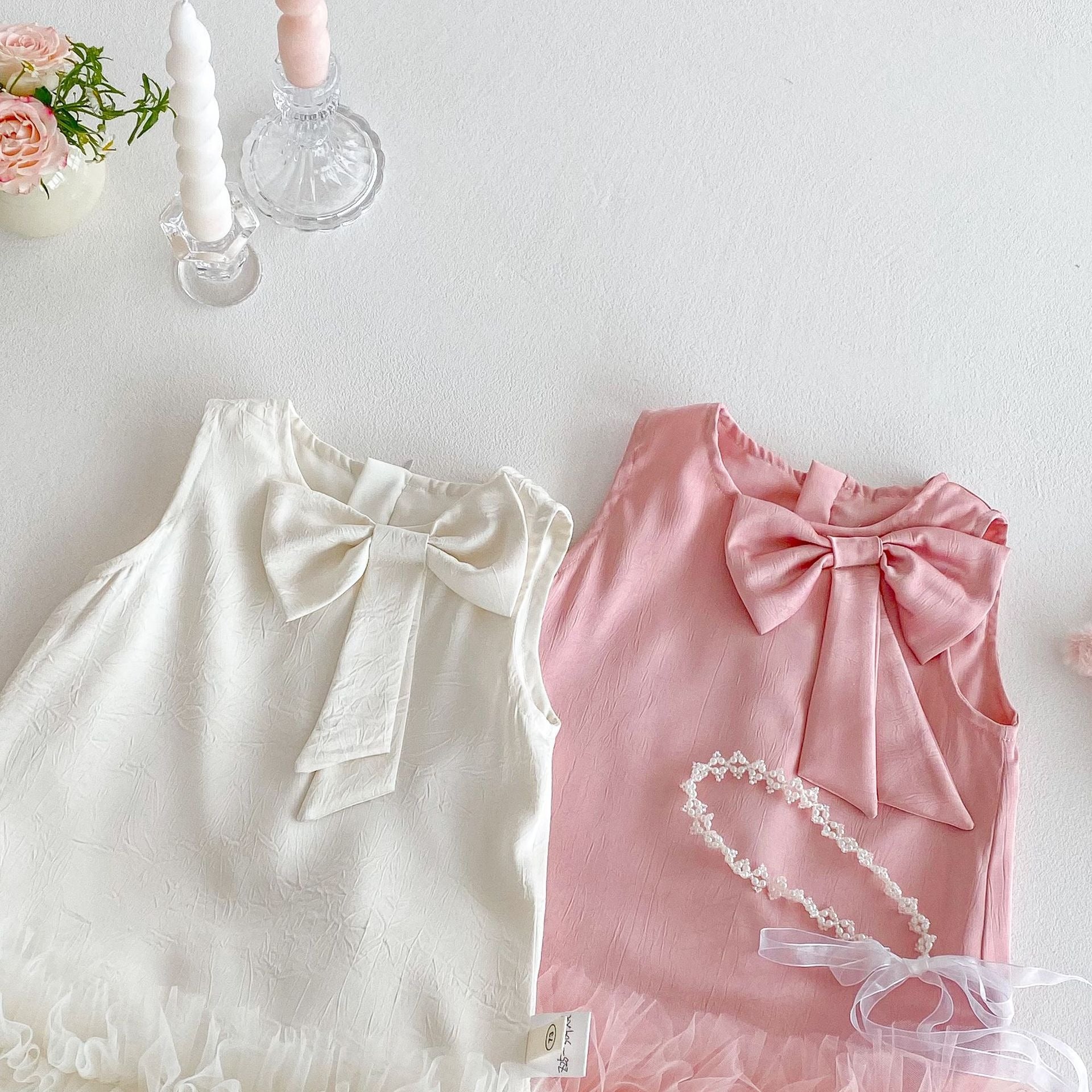 Grace Bow Girls Frill Party Dress – Elegant Cotton Blend