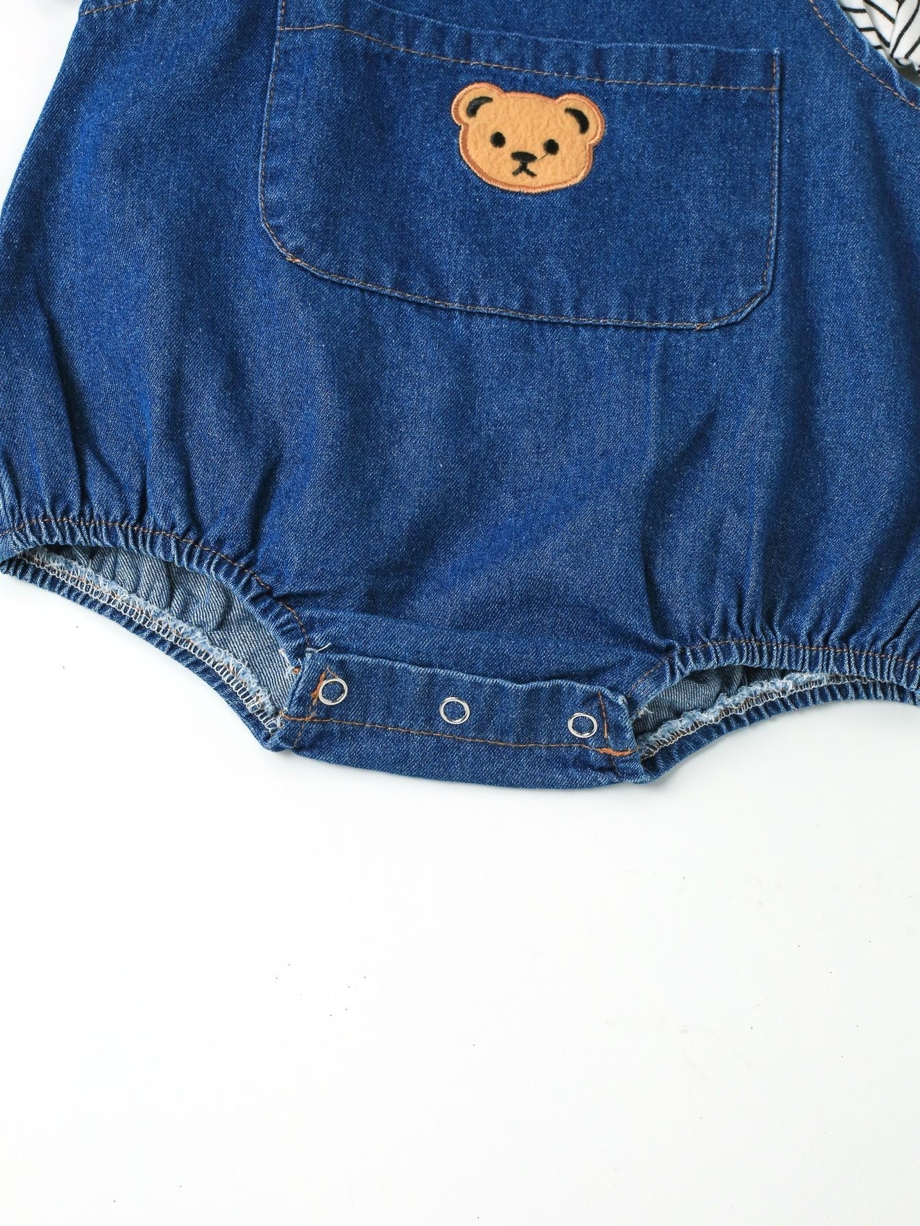 Denim Teddy Two-Piece Baby Boys and Girls Romper – Cute Infant Outfit