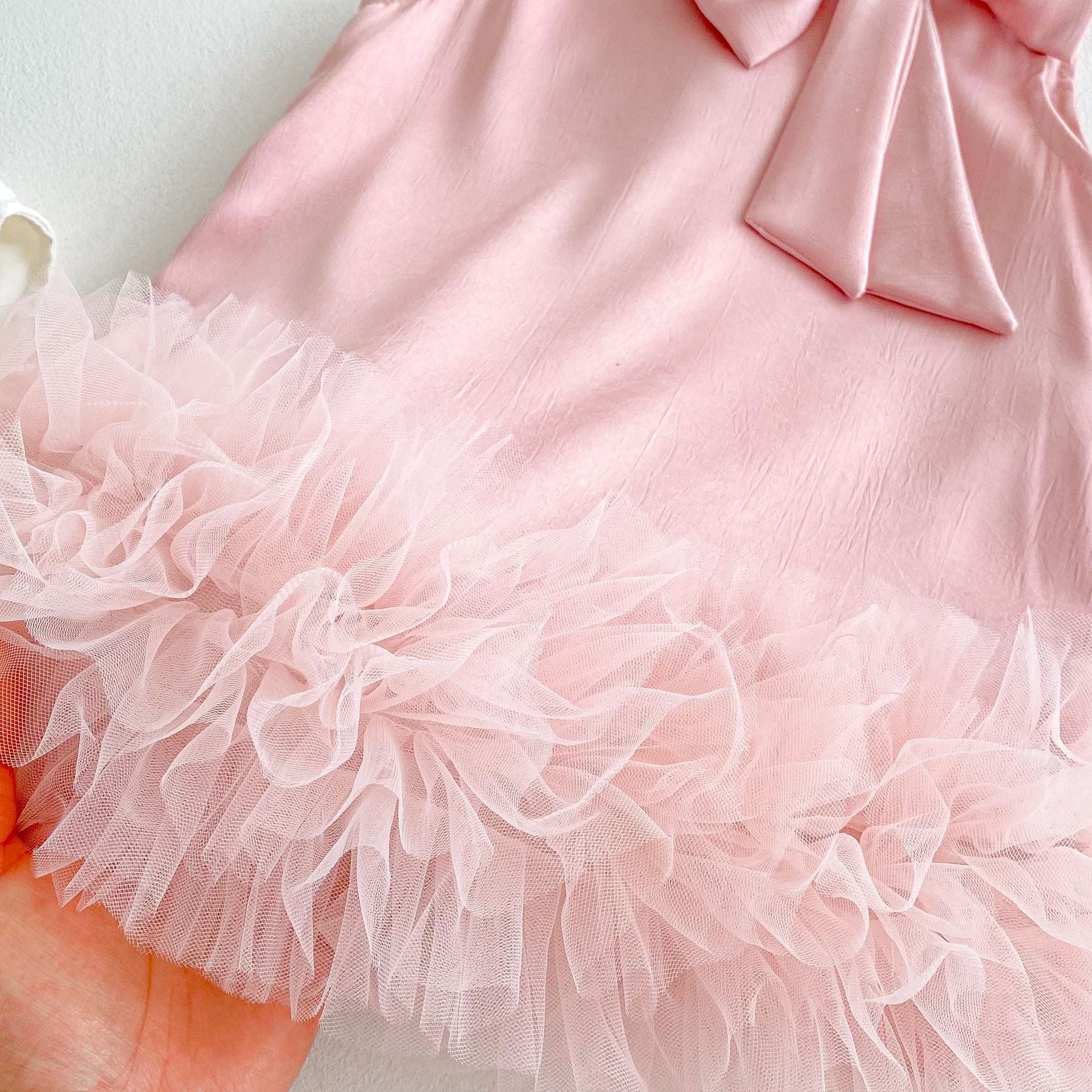 Grace Bow Girls Frill Party Dress – Elegant Cotton Blend
