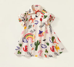 Graffiti Colourful Art Cotton Girls Dress – Fun Casual and Party Wear