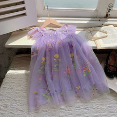 Flutter Wings Girls Elegant Cotton Blend Dress – Party and Casual Wear