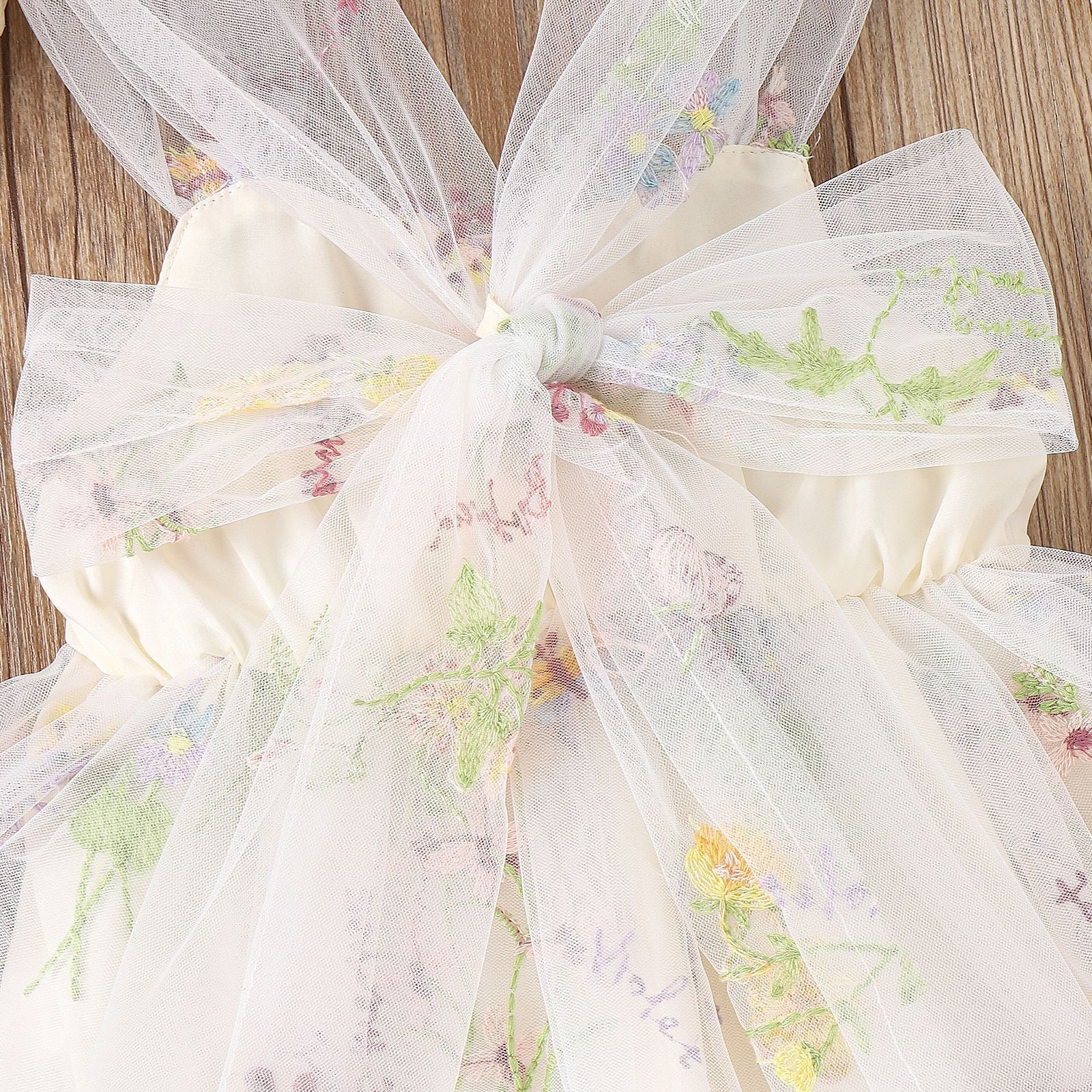 Flower Embroidered Girls Romper Dress – Soft Cotton Blend Outfit