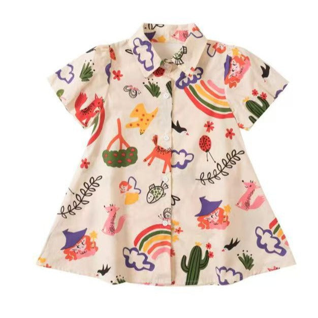Graffiti Colourful Art Cotton Girls Dress – Fun Casual and Party Wear