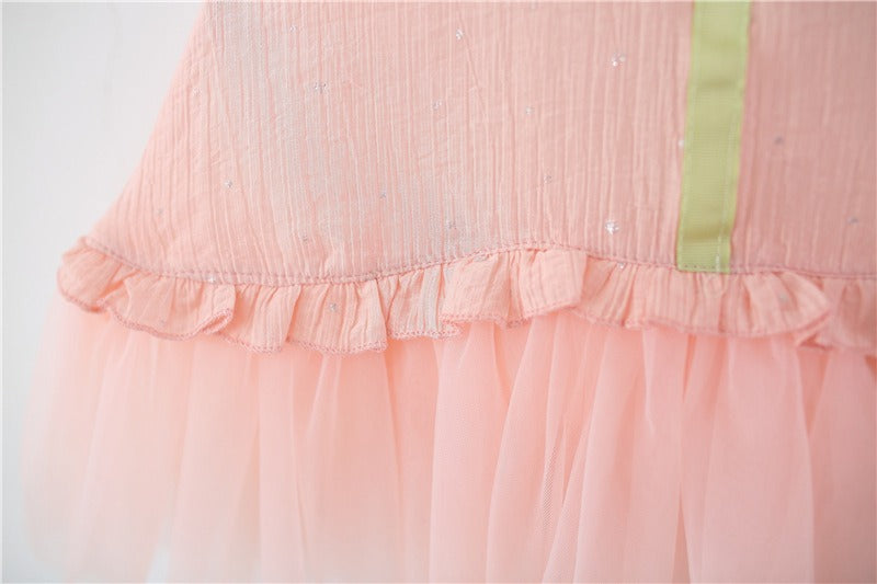 Rose Bloom Frill Girls Dress with Hat – Cotton Liner Summer Outfit for Kids