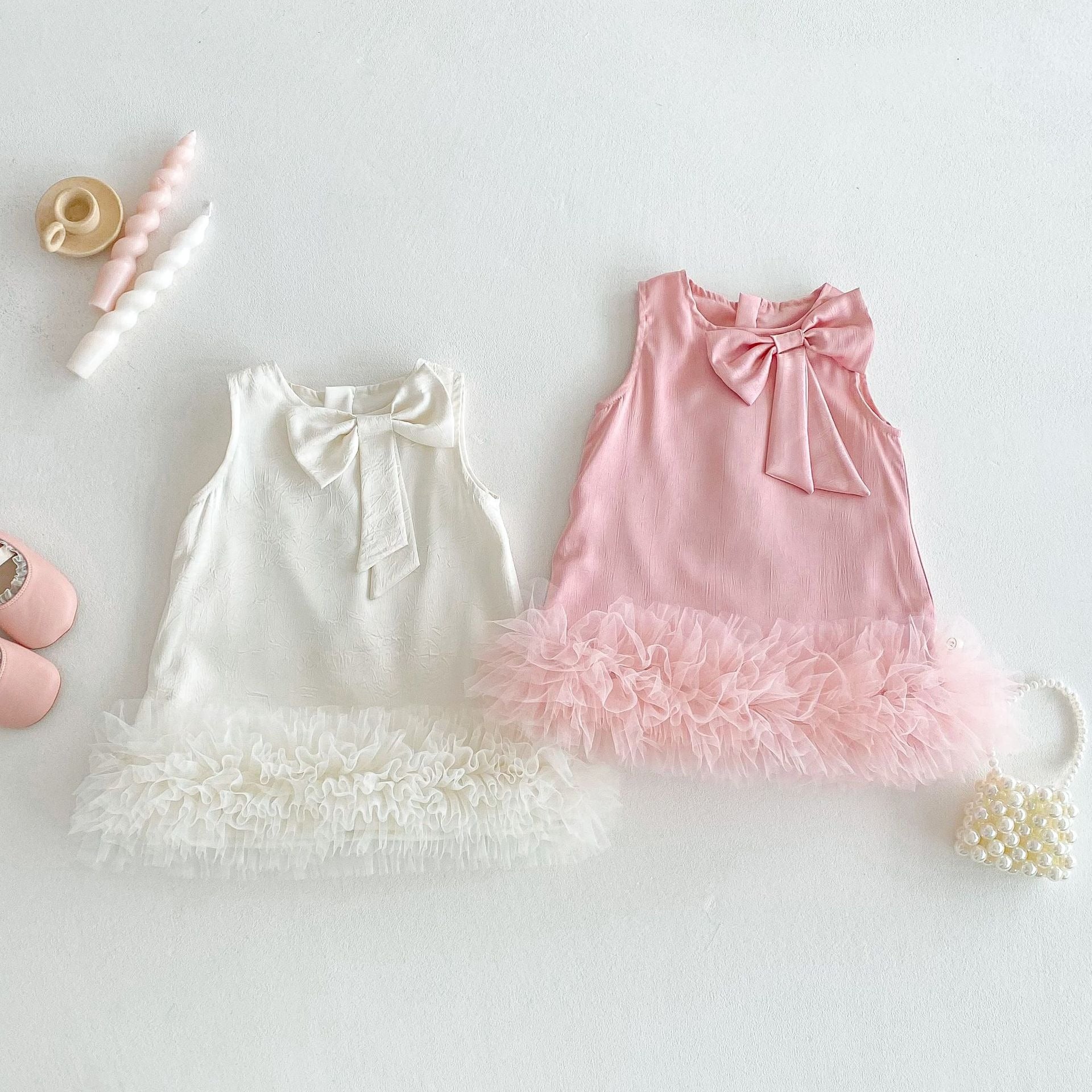 Grace Bow Girls Frill Party Dress – Elegant Cotton Blend