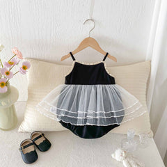 Alina Baby Girls Black Twirl Romper Dress – Soft Cotton Outfit