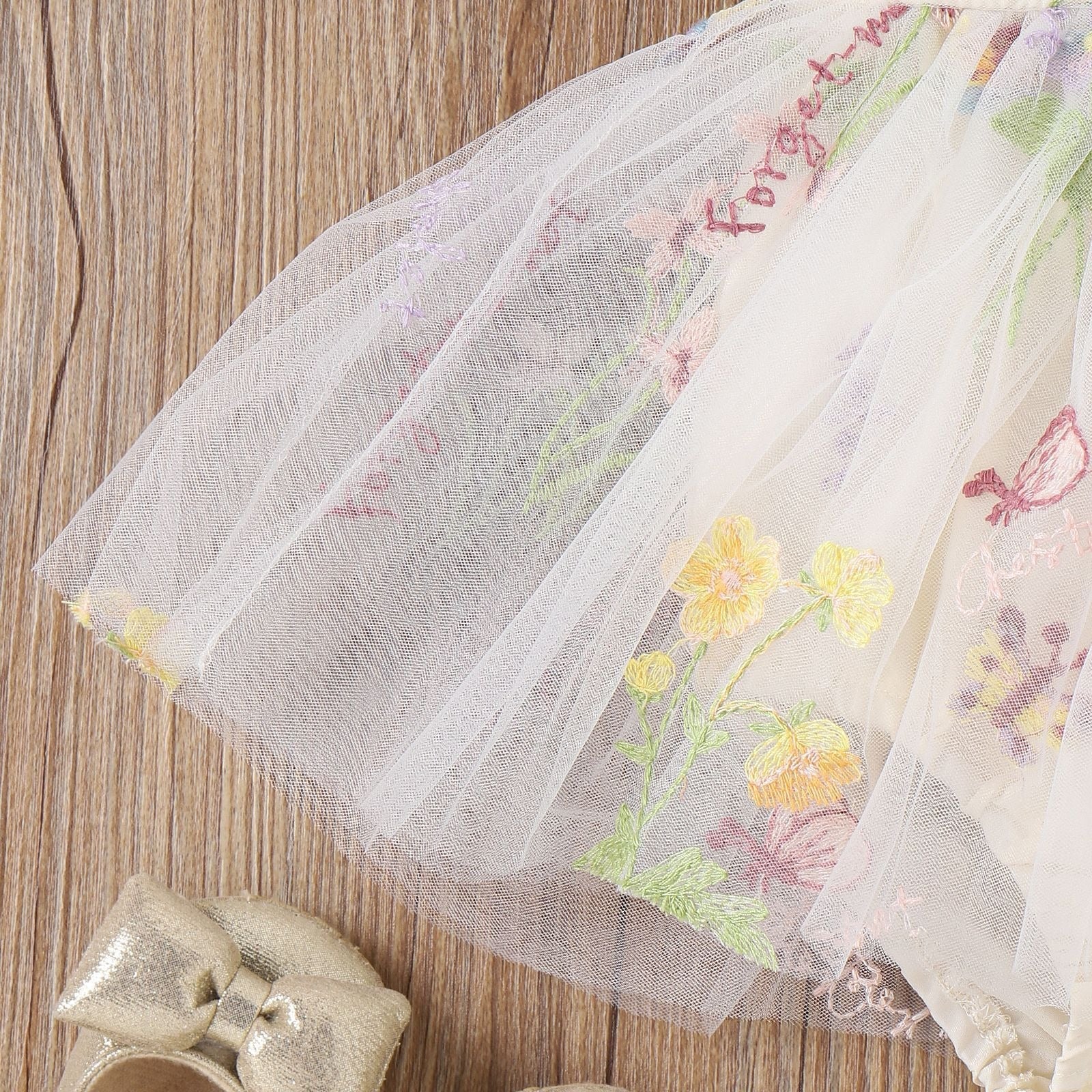 Flower Embroidered Girls Romper Dress – Soft Cotton Blend Outfit