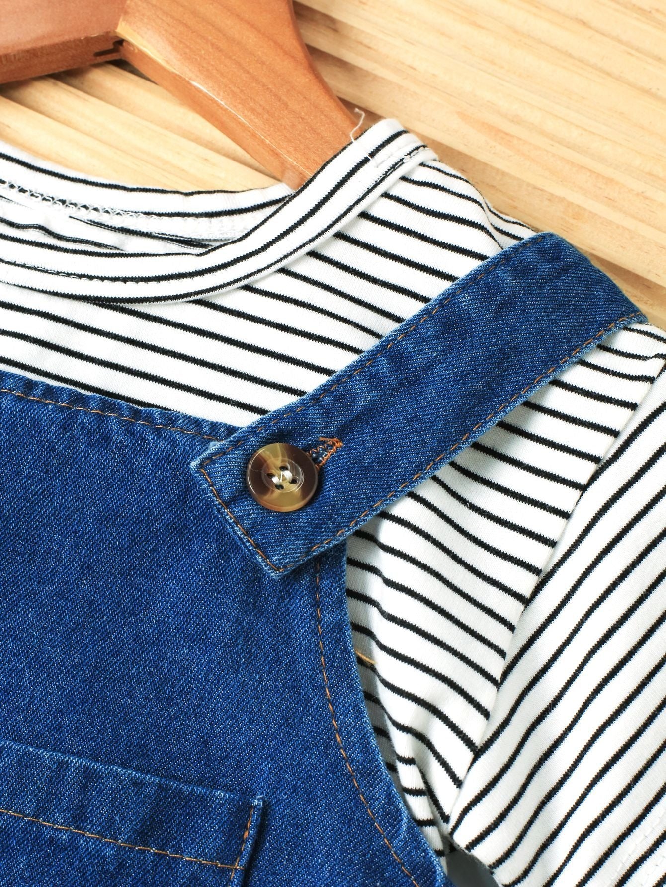 Denim Teddy Two-Piece Baby Boys and Girls Romper – Cute Infant Outfit