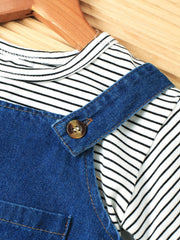 Denim Teddy Two-Piece Baby Boys and Girls Romper – Cute Infant Outfit