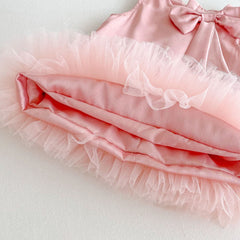 Grace Bow Girls Frill Party Dress – Elegant Cotton Blend