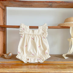 White Lace Baby Girl Romper – Soft Cotton Infant Outfit for Comfort and Style
