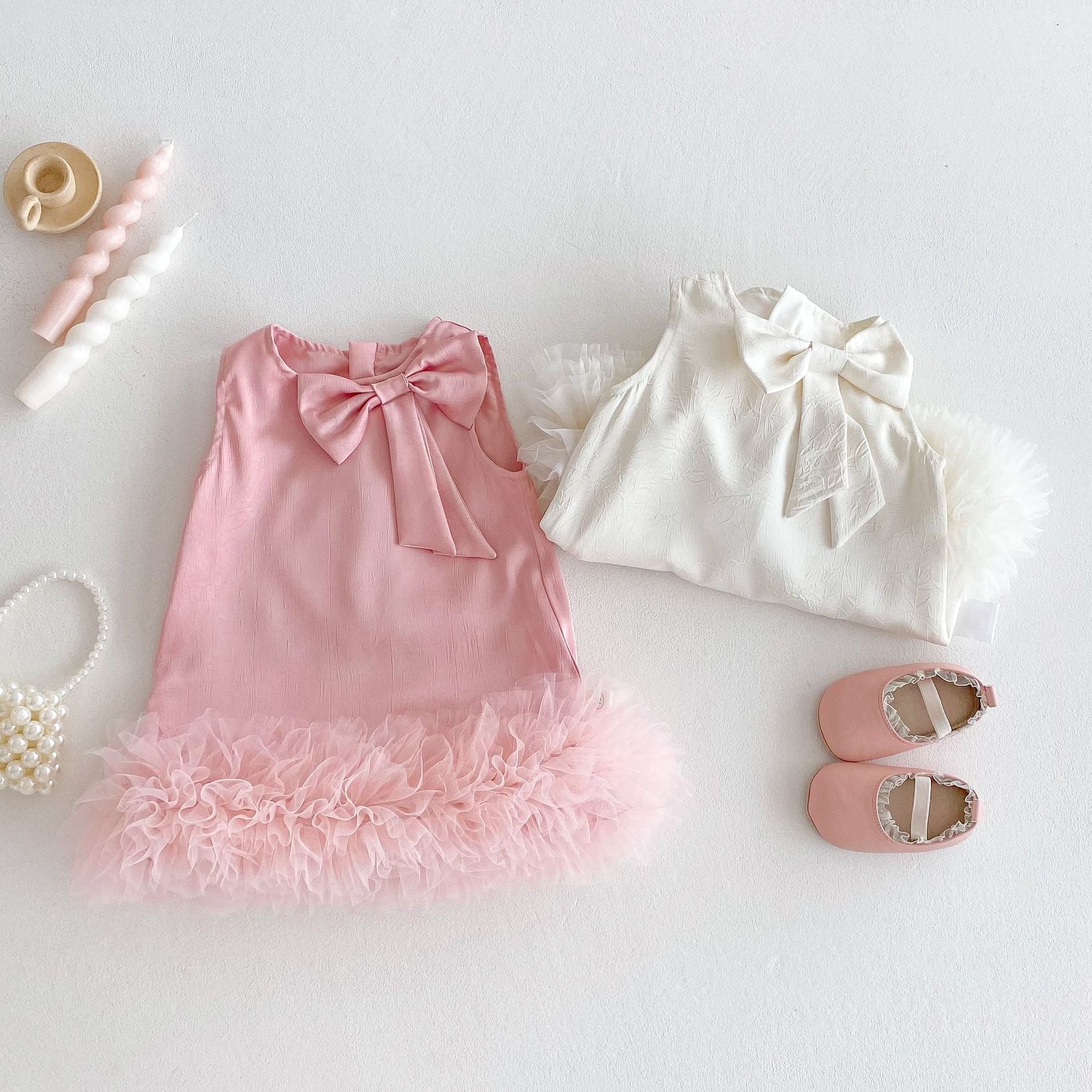 Grace Bow Girls Frill Party Dress – Elegant Cotton Blend
