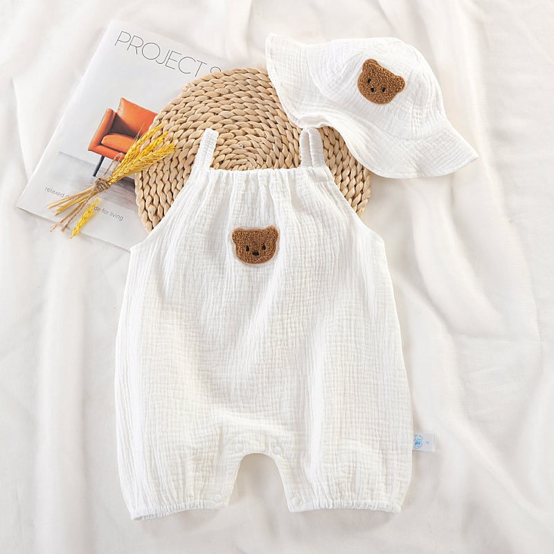 Soft Cotton Gauze Newborn Girls Jumpsuit – Lightweight and Breathable