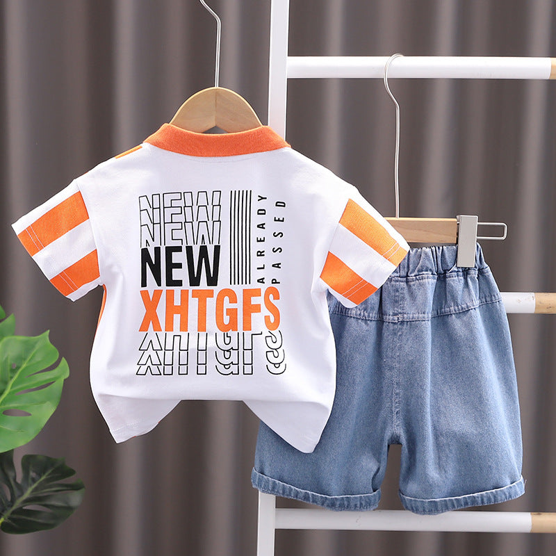 Orange Lines Designer Boys Set – Stylish Cotton Outfit for Casual and Party Wear