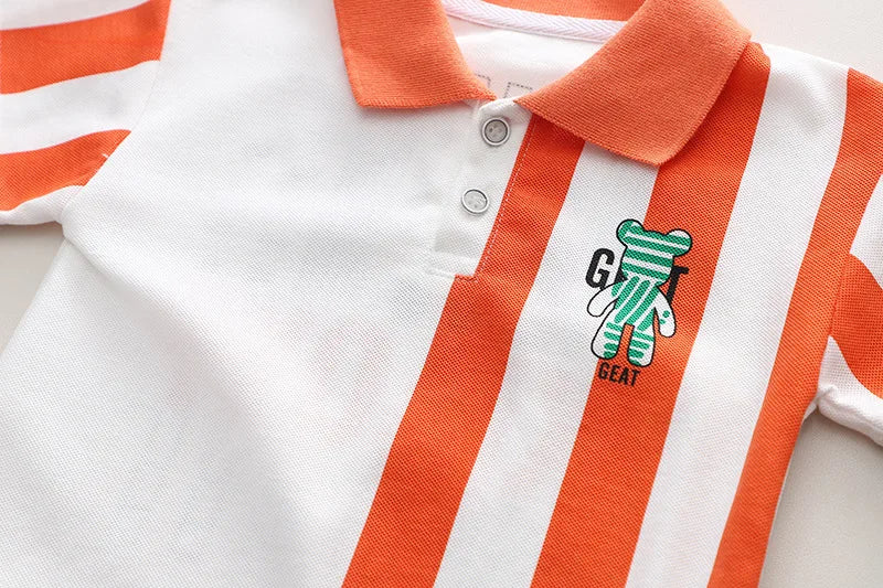 Orange Lines Designer Boys Set – Stylish Cotton Outfit for Casual and Party Wear