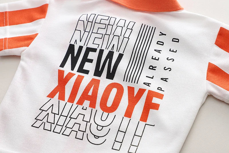 Orange Lines Designer Boys Set – Stylish Cotton Outfit for Casual and Party Wear