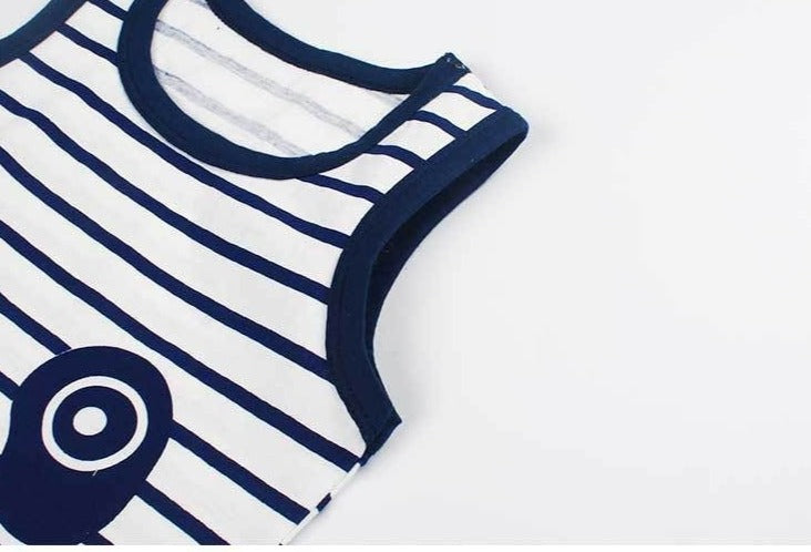 Panda Striped Boys Clothing Set – Soft Cotton Two-Piece Outfit for Toddlers