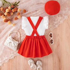 Baby Girls Three-Piece Dress Set with Hat – Stylish Cotton Blend Outfit