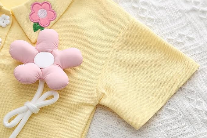 Pastel Baby Girl Co-ord with 3D Flower – Soft Cotton Two-Piece Outfit for Toddlers