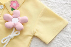 Pastel Baby Girl Co-ord with 3D Flower – Soft Cotton Two-Piece Outfit for Toddlers