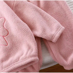 Pastel Bow Girls Fleece Set – Cozy Cotton Blend Winter Outfit for Toddlers and Kids