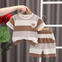 Patterned Bear Co-ord Boys Set – Soft Cotton Blend Casual Outfit for Toddlers and Kids