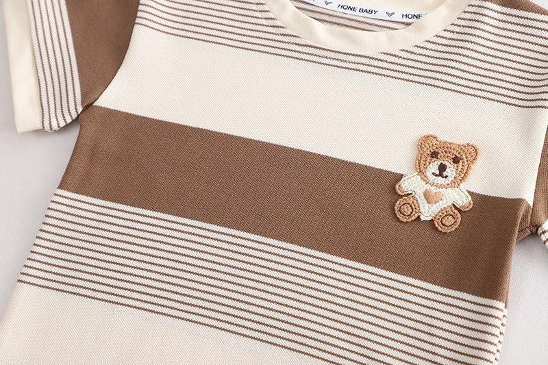 Patterned Bear Co-ord Boys Set – Soft Cotton Blend Casual Outfit for Toddlers and Kids
