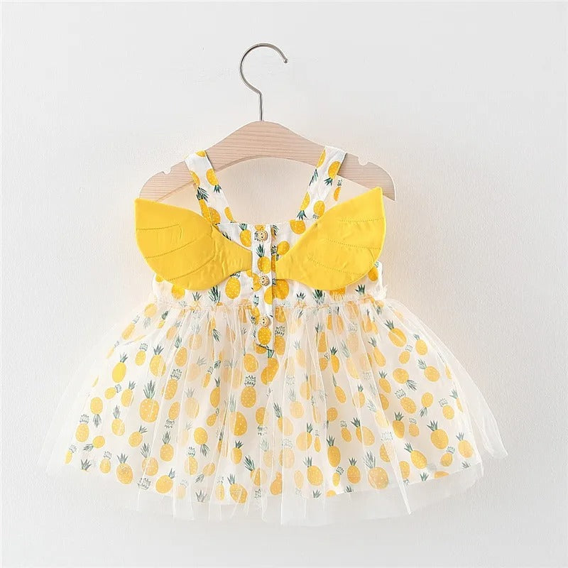 Pineapple Fairy Girls Dress – Soft Cotton Lined Summer Outfit