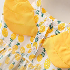 Pineapple Fairy Girls Dress – Soft Cotton Lined Summer Outfit
