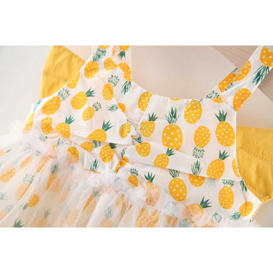 Pineapple Fairy Girls Dress – Soft Cotton Lined Summer Outfit