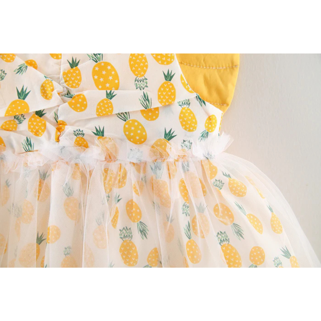 Pineapple Fairy Girls Dress – Soft Cotton Lined Summer Outfit