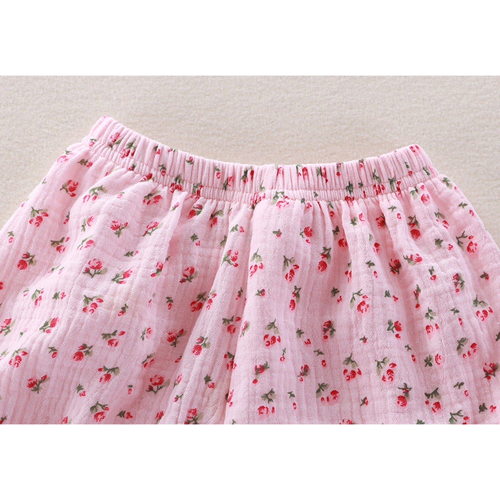 Pink Blossom Sleeveless Girls Set – Cute Cotton Summer Outfit for Toddlers and Kids