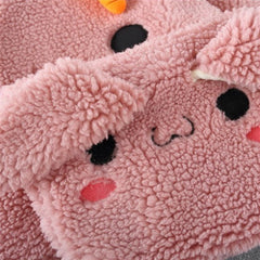 Pink Bunny Hoodie Girls Dress with Bunny Bag – Cozy Fleece Outfit