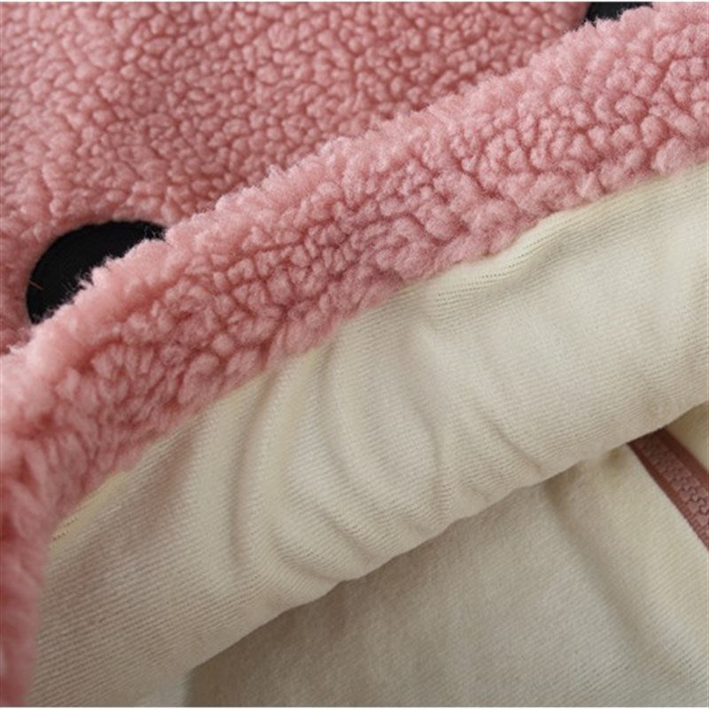 Pink Bunny Hoodie Girls Dress with Bunny Bag – Cozy Fleece Outfit