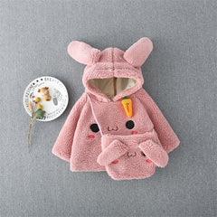 Pink Bunny Hoodie Girls Dress with Bunny Bag – Cozy Fleece Outfit