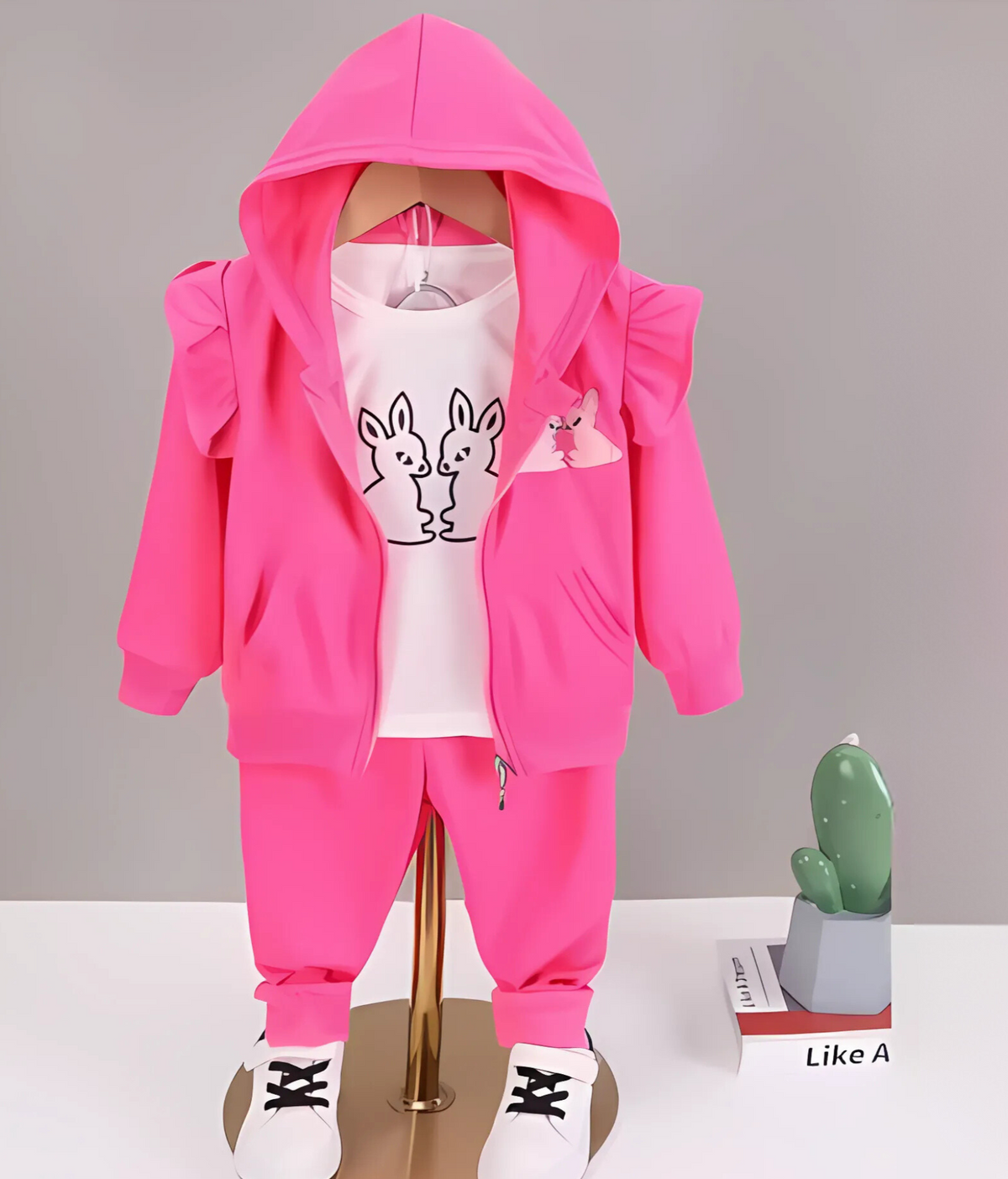 Pink Hoodie Cutie Girls Set – Cozy Cotton Blend Outfit with Hoodie and Pants for Toddlers and Kids