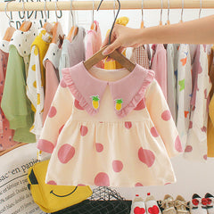 Pink Polka Pineapple Girls Dress – Soft Cotton Blend Summer Outfit