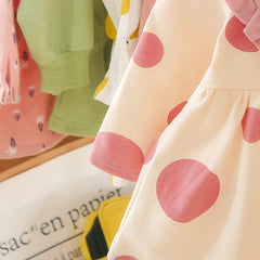 Pink Polka Pineapple Girls Dress – Soft Cotton Blend Summer Outfit