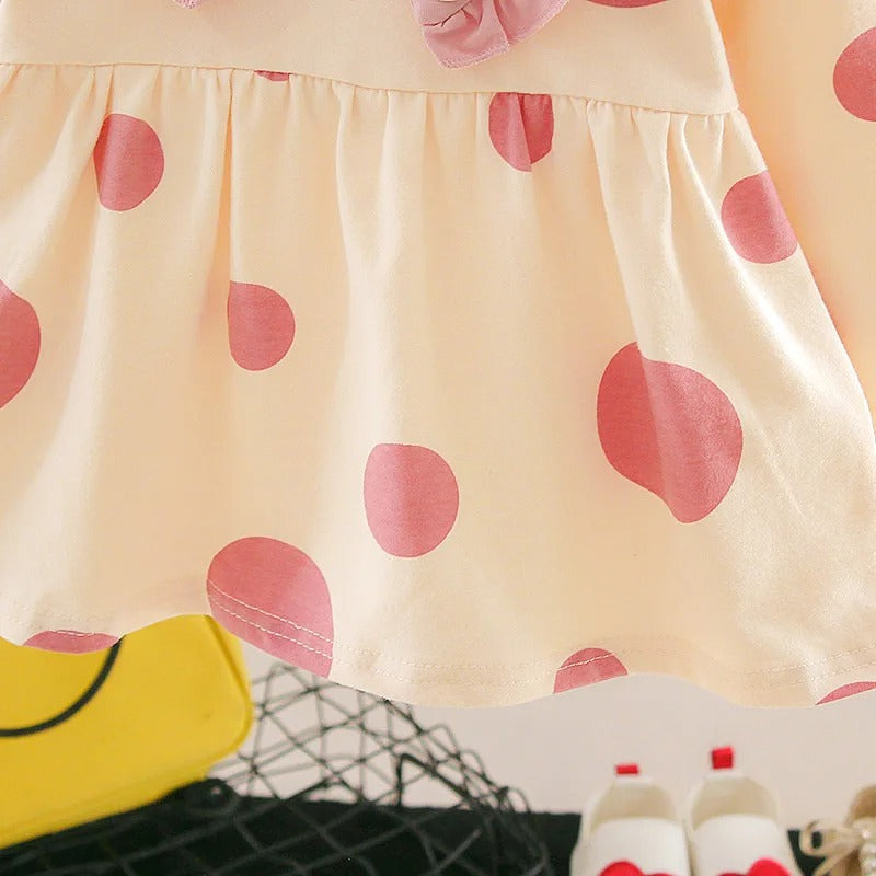 Pink Polka Pineapple Girls Dress – Soft Cotton Blend Summer Outfit
