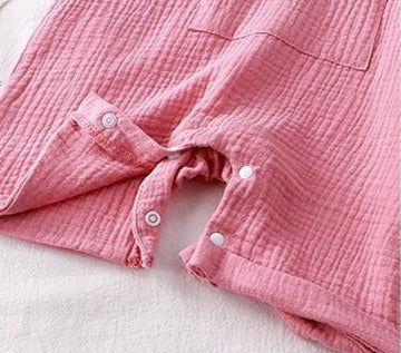 Pink Sleeveless Girls Romper with Matching Hat – Soft Cotton Summer Outfit for Babies and Toddlers