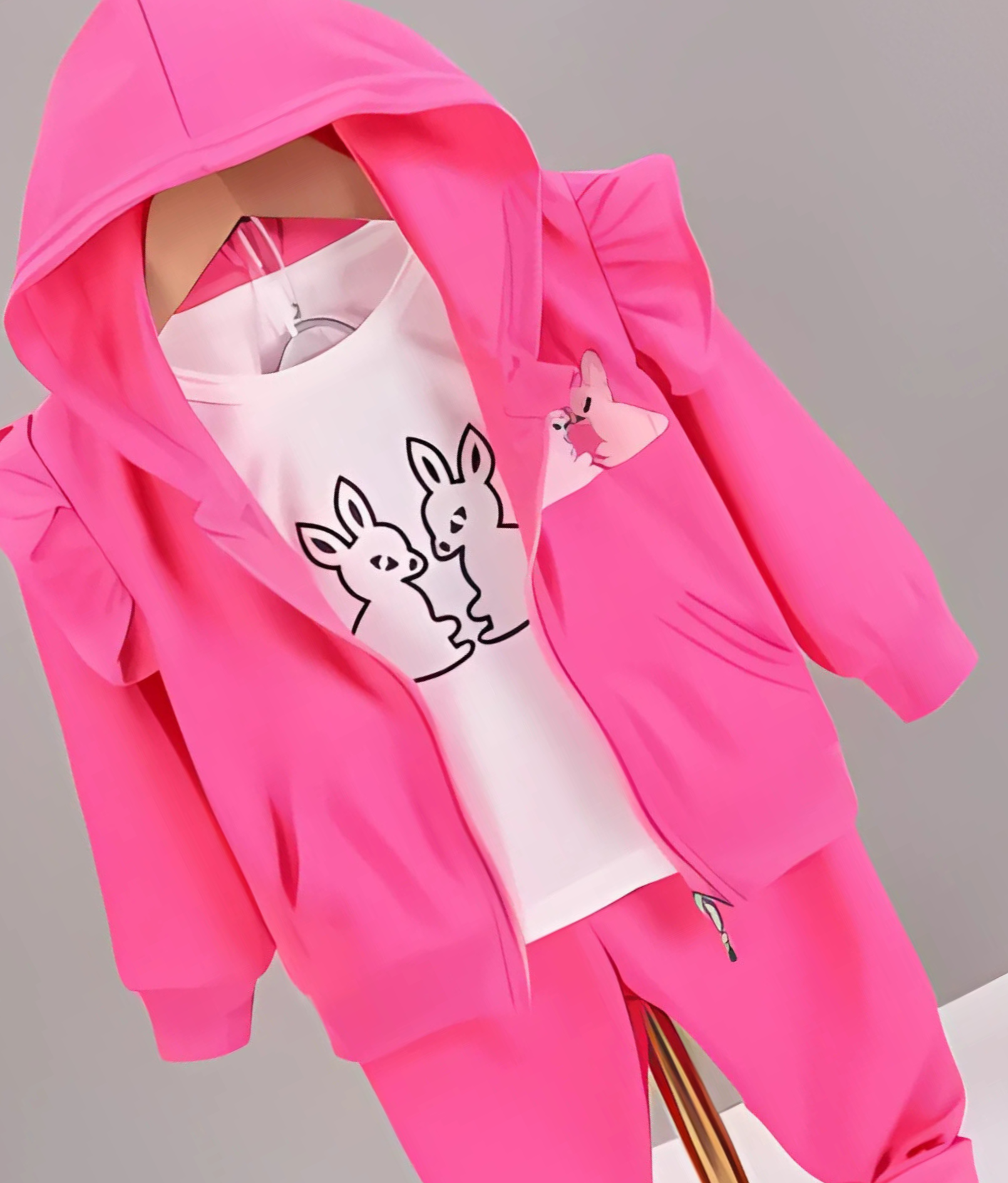 Pink Hoodie Cutie Girls Set – Cozy Cotton Blend Outfit with Hoodie and Pants for Toddlers and Kids