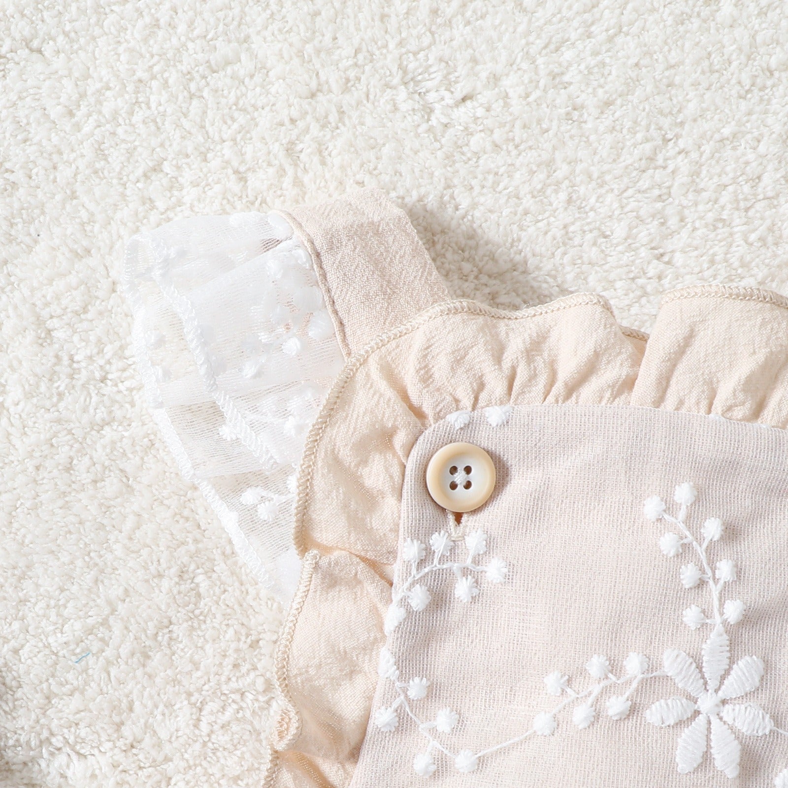 Pixie Embroidered Girls Party Romper – Elegant Cotton Jumpsuit for Toddlers and Kids