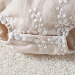 Pixie Embroidered Girls Party Romper – Elegant Cotton Jumpsuit for Toddlers and Kids