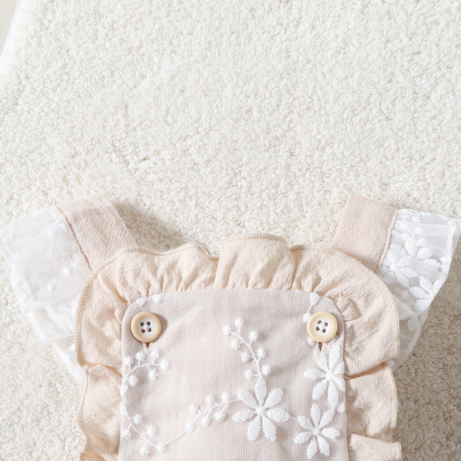 Pixie Embroidered Girls Party Romper – Elegant Cotton Jumpsuit for Toddlers and Kids