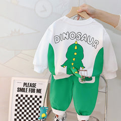 Playful Dino Boys Sweatsuit Set – Cotton Blend Hoodie and Pants Outfit for Toddlers and Kids