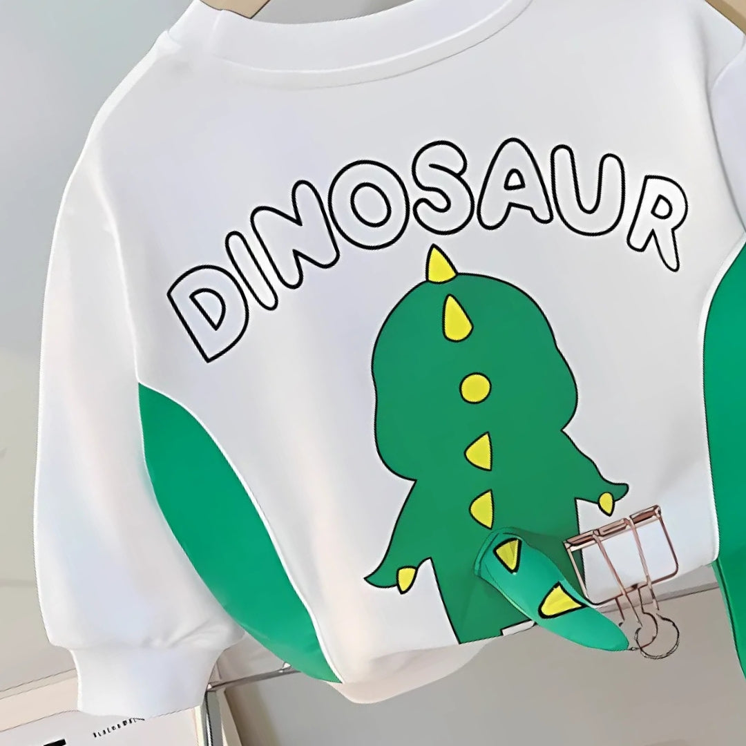 Playful Dino Boys Sweatsuit Set – Cotton Blend Hoodie and Pants Outfit for Toddlers and Kids