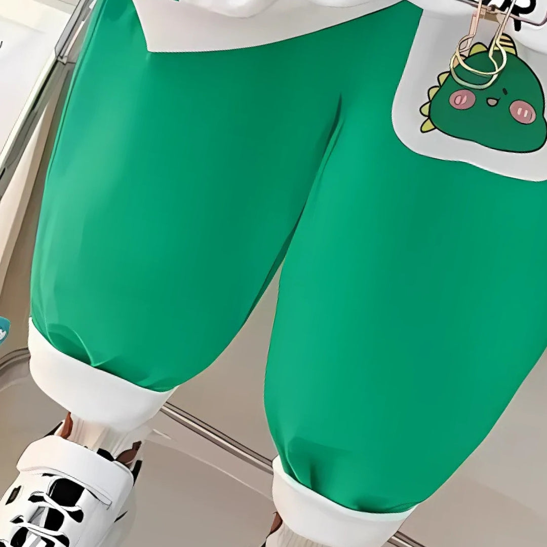 Playful Dino Boys Sweatsuit Set – Cotton Blend Hoodie and Pants Outfit for Toddlers and Kids